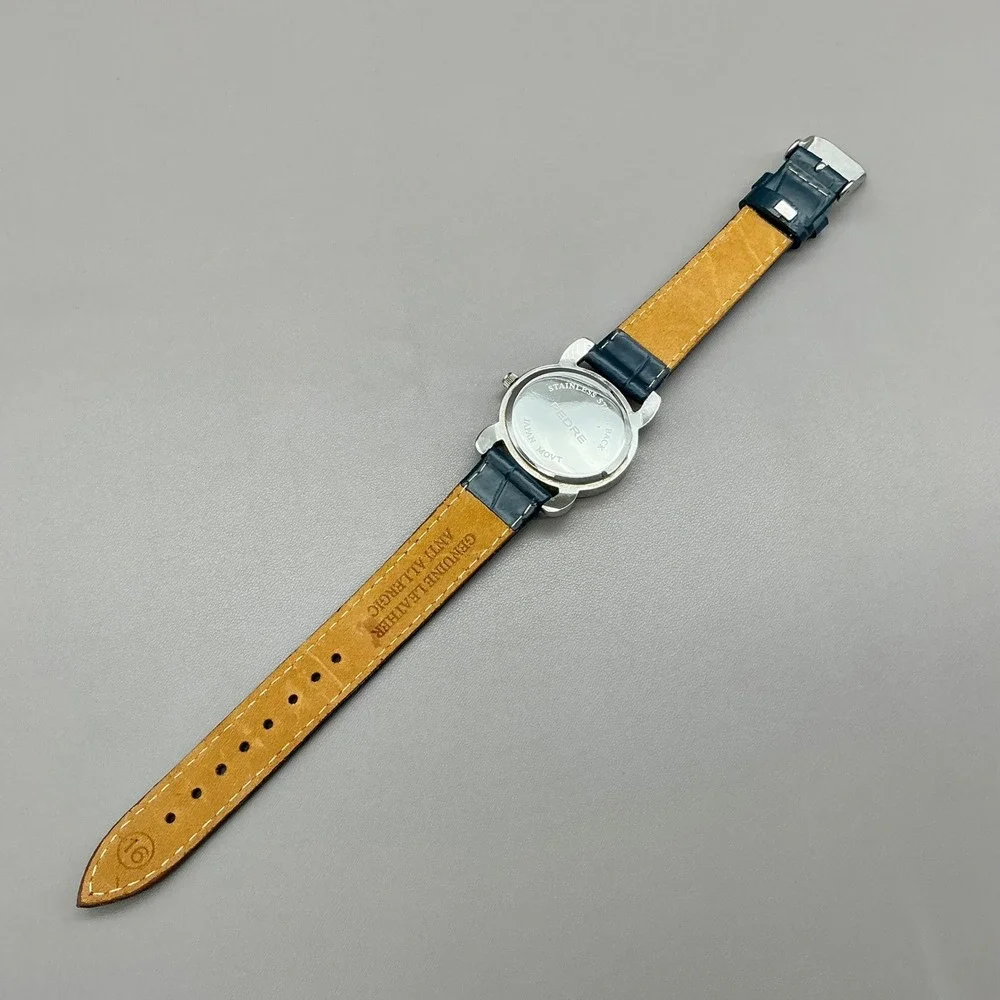 Talbots Watch Women Silver Tone Blue Leather Band Analog Quartz NEW BATTERY